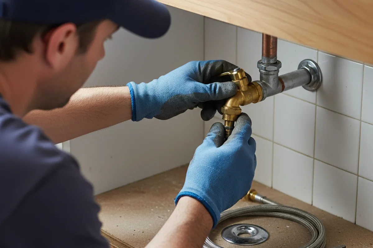 Shutoff valve and fitting work during Emergency Plumbing in Guston